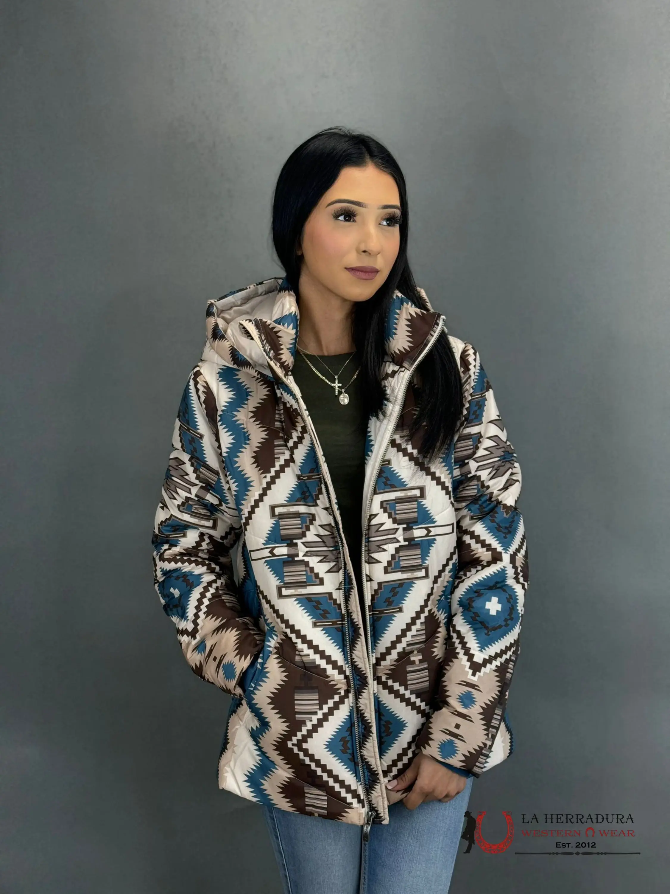 ARIAT WOMEN JACKET CHIMAYO PUFFER TWO COLUMS PRINT 10046282