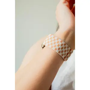 Tan Checkerboard Adjustable Elastic