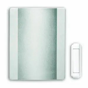 Heath Zenith Wireless Battery Operated Door Chime Kit Satin Nickel Finish for Modern Home Security with Contemporary Design and Easy Installation