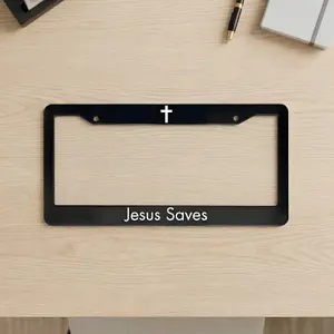 Jesus Saves | Christian License Plate Frame Pack | Faith Based Auto Decor For Men Women | Catholic Church Gift | Heavy Duty Truck SUV License Plate Holder | God Is Good Car Decoration