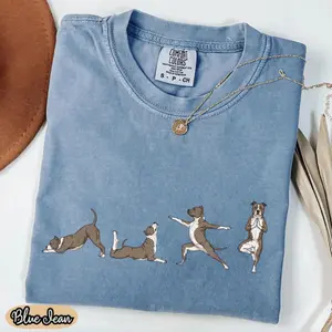 Pitbull Yoga Poses Shirt: Funny Pittbull Mom Gift, Namaste Pittie Lover Tee