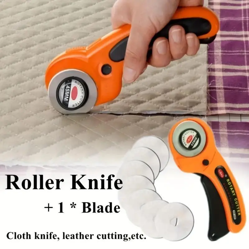 1pc 45mm Patchwork Roller Wheel Knife Cloth Cutting Knife Leather Paper Fabric Craft Fabrics Rotary Cutter Sewing Tools DIY Sewing Accessories