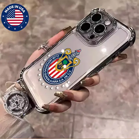 Chivas De Guadalajara Vintage Liga MX Patterned Custom Silicone TPU Cellphone Case - Shockproof Casing Cover, Airbag Corners, Anti-Drop, Scratch-Resistant Smartphone Accessory for iPhone 16 Plus/16/15/14/13/12 Plus Pro Max, Women's Aesthetic Item