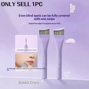 GUOXIAONIU Ultra Thin Moon Shape Foundation Brush, Flat Top Angled Kabuki for Streak-Free Liquid Makeup & Concealer Application