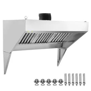 Commercial Exhaust Hood For Food Truck Exhaust And Concession Trailer, 6-Foot Stainless Steel 201 Grade Hood With Three Detachable U-Shaped Grid Oil Filter Mesh, Rust Resistant Vent Hood For Kitchen And Restaurant