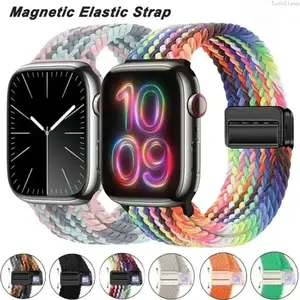 Nylon Braided Loop Apple Watch Band, Metal Magnetic Strap Compatible with Ultra 2 (49mm) and Series 9, 8, 7, 6, 5, 4, 3, SE (40–49mm), Comfortable Adjustable Wristband for Everyday Wear