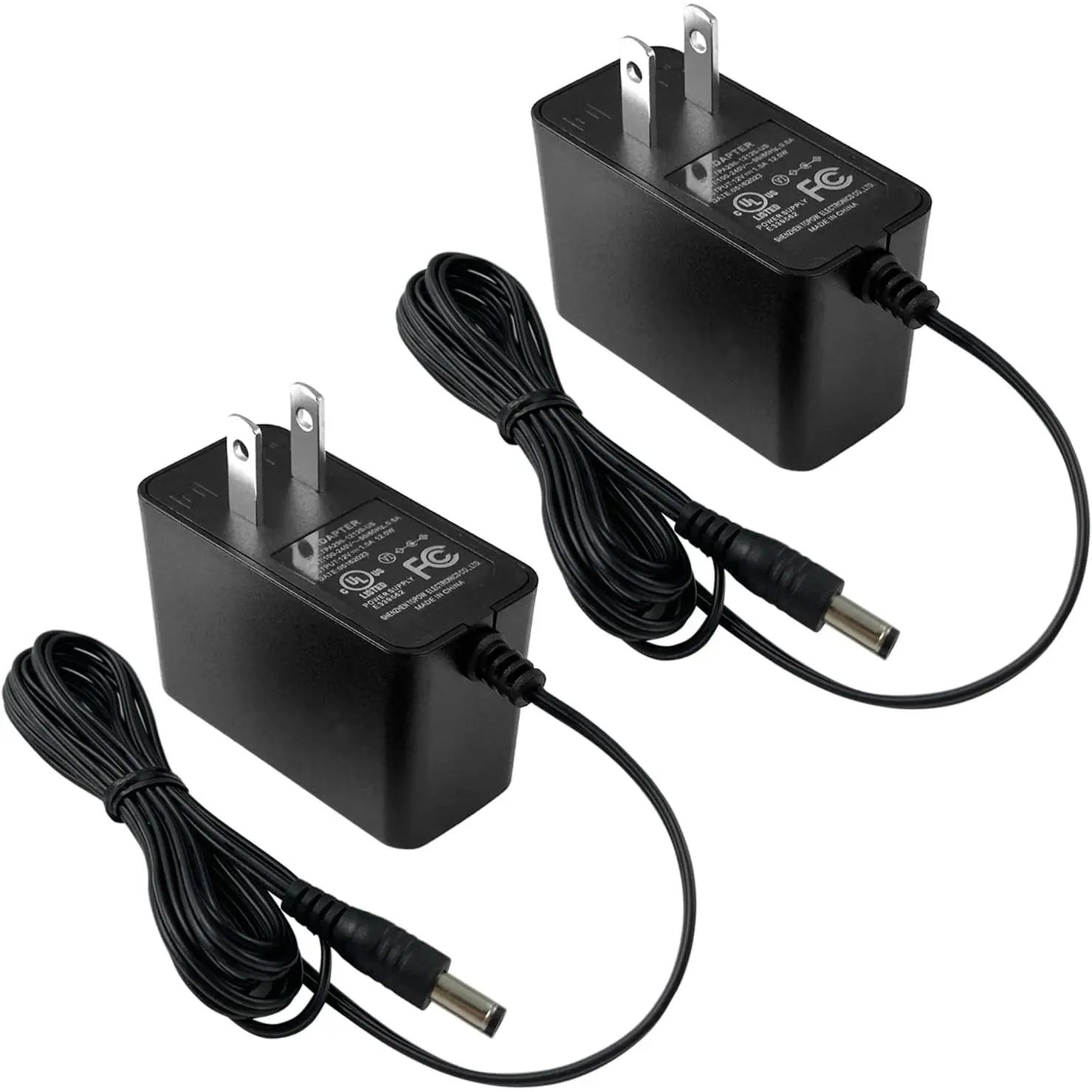 UL Certified  Camera AC/DC Power Adapter, 12V 1A 100V-240V 2.1x5.5mm Power Supply, Compatible with Lorex, Night Owl, Swann, , Reolink, Annke IP and BNC Cameras (2-Pack)