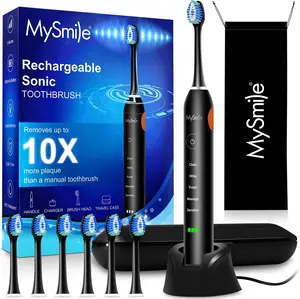 MySmile Elite Electric Toothbrush for Adults, TikTok Shop Exclusive – Sonic Type, 6 Brush Heads, 5 Modes, Timer, Waterproof, w/ Travel Case & Free Gift