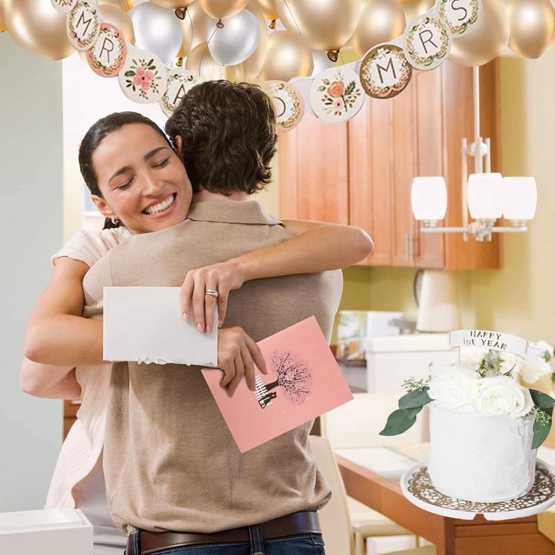 【Valentine’s Day Gift】3D Lovers Under Cherry Blossom Tree Pop-Up Card, Handmade Paper-Cut Greeting Card for Parties, Gifts & Romantic Weddings, Creative 3D Love Valentine’s Card, Holiday Gift