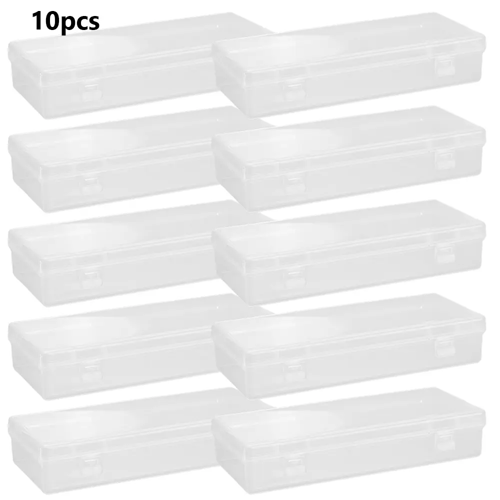 10 pcs Clear Plastic Storage Containers 6'' Plastic Storage Boxes Stackable Rectangle Clear Boxes Small Storage Containers with Hinged Lids for Home, Office, Craft Supplies