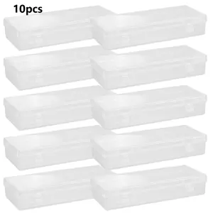 10 pcs Clear Plastic Storage Containers 6'' Plastic Storage Boxes Stackable Rectangle Clear Boxes Small Storage Containers with Hinged Lids for Home, Office, Craft Supplies