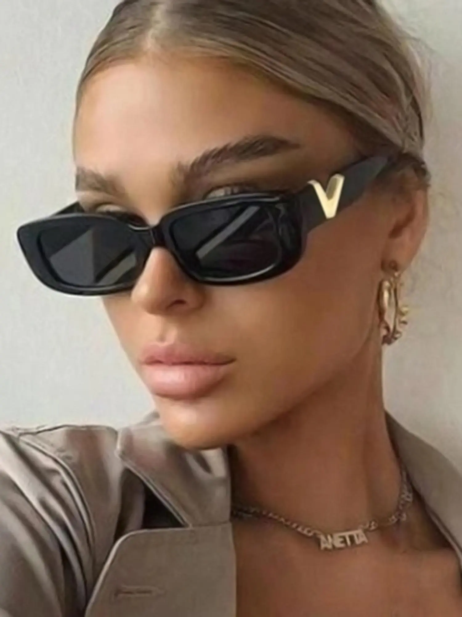 Women's Vintage Sunglasses, Square Frame Sunglasses, Trendy Casual Full Rim Fashionable Frames Sunglasses for Everyday Use, Fashion Accessories for Outdoor Activities
