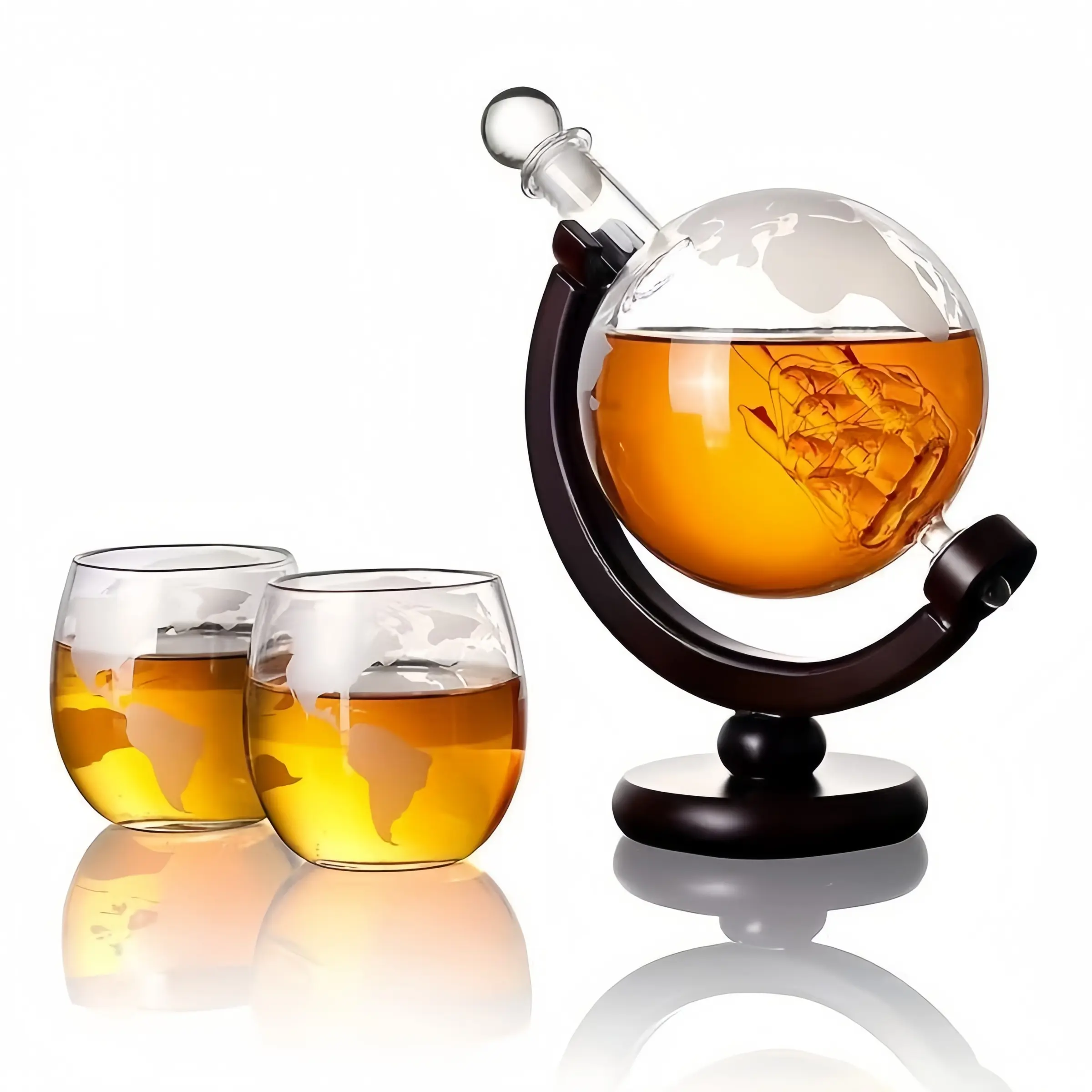 Men's Set with 2 Glass Cups, Bourbon Whiskey, Scottish Whiskey, Crystal Transparent Whiskey Decanter Sets, Perfect Gift for Men, Home Bar Accessories