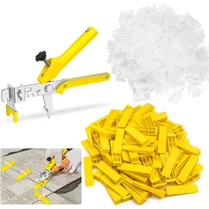 Tile Leveling System 1/8" Kit, 600pcs Tile Leveler Spacers Clips 200pcs Reusable Wedges 1pc Tile Pliers for Wall & Floor Tile Adjustment, Leveling Tool Set for Tile & Stone Installation (1/8" Yellow)