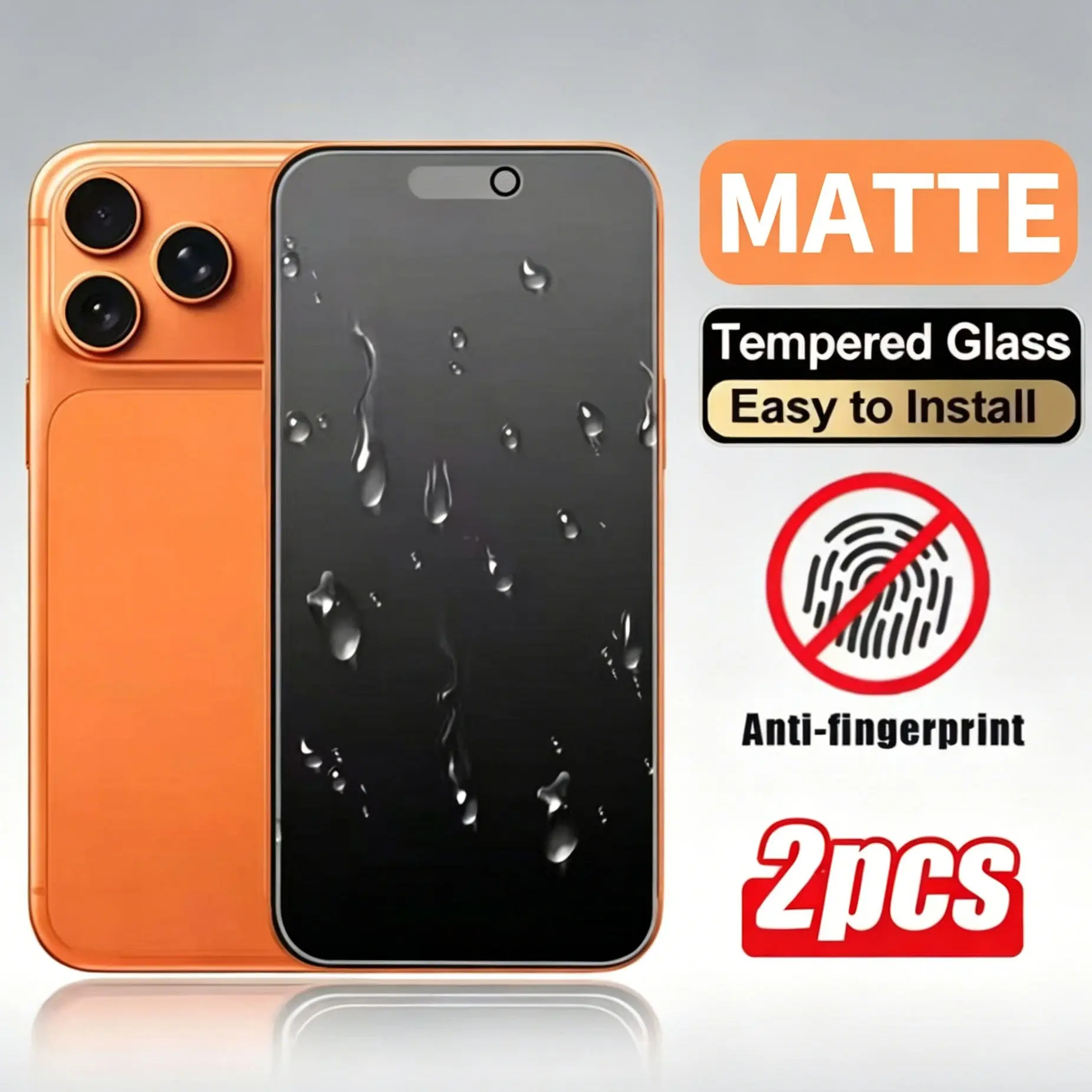 2 pcs Matte Tempered Glass For iPhone 17 Pro Max/17 Air/17E/16 Pro Max/15 Pro Max/12/11/Pro/X/XS/XS MAX/XR Series Anti Glare (Matte) Smartphone Screen Protector, Mobile Phone Accessories