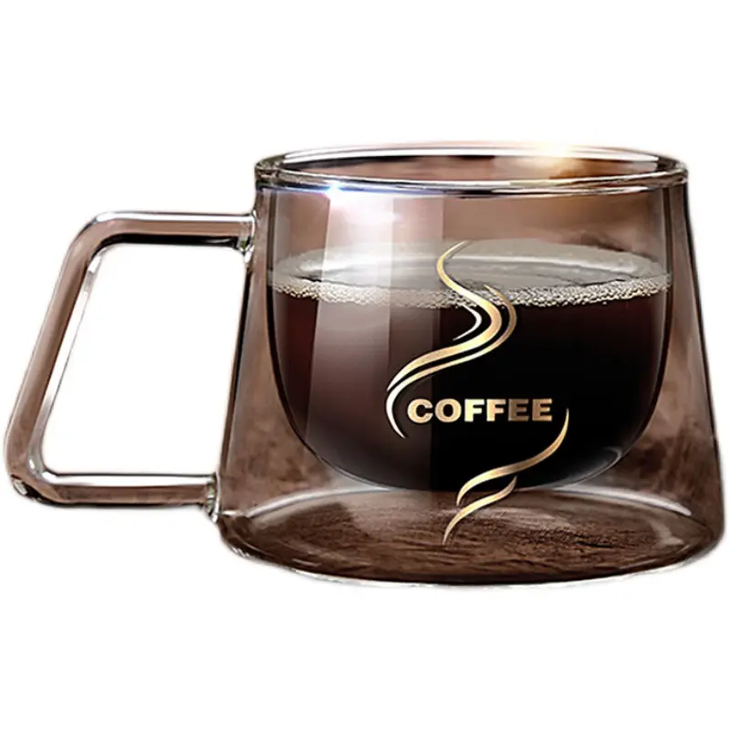 Creative double-layer glass cup, heat-resistant glass, coffee cup, mug, transparent cup, small gift