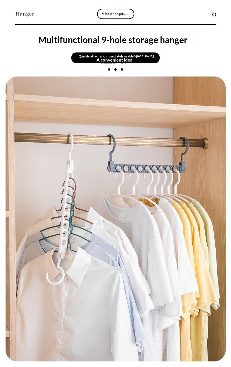 Household 9-Hole Hanger, Multi-Functional, Foldable, Rotatable, Magic Closet Storage, Space-Saving, Hanger Rack, Modern Minimalist
