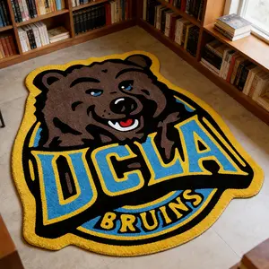 Ucla Bruins Carpet, Blue Bear Head Design, Boho Aesthetic, Boho Style Rug for Living Room, Bedroom, Gaming Room, Unique Decorative Mat, Home Decor Rugs