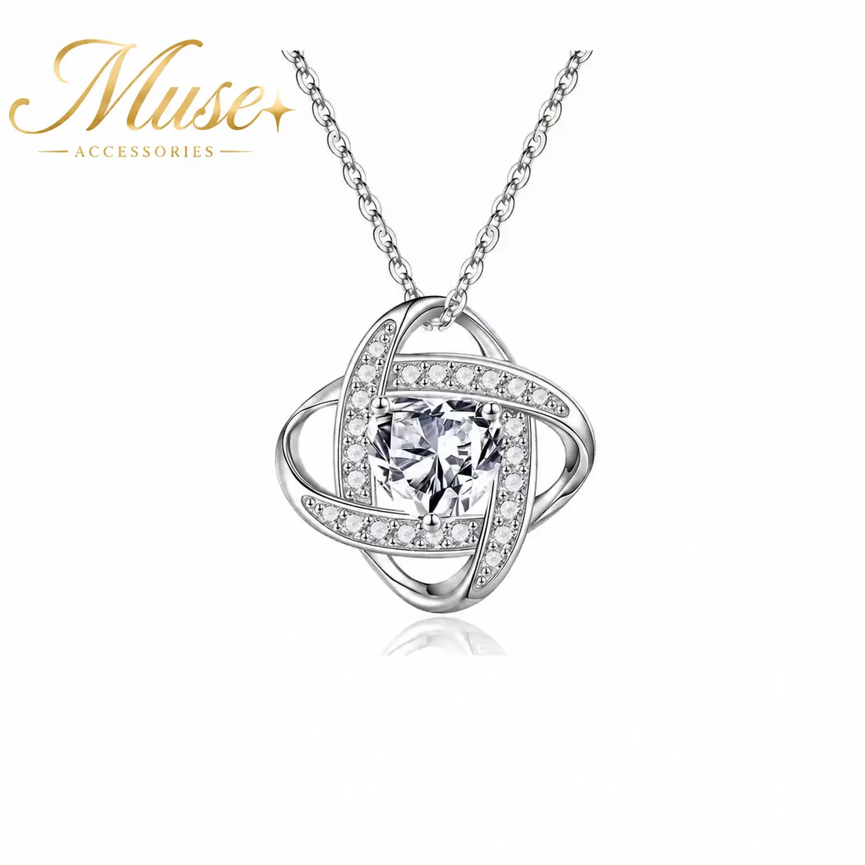 Women's Sparkling Infinity Love Knot Heart Necklace - Dainty Silver-Tone Crystal Dazzling Centerpiece, Interlocking Adjustable Chain & Link, Elegant Old Money Aesthetic, Meaningful Daily Wear, Birthday Gift