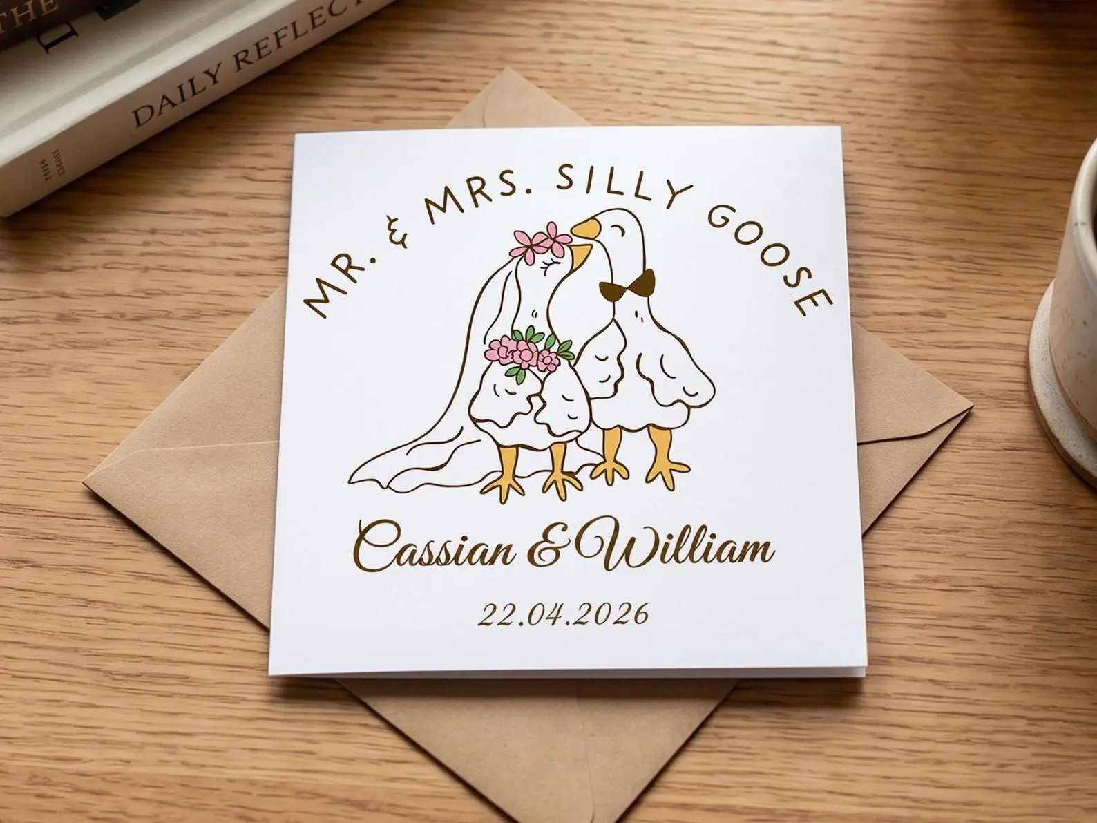Personalized Wedding Funny Card, Goose Bride And Groom Card, Custom Wedding Congratulations Card For Couple,Unique Congratulations Card [Note: Please send the name right after placing your order successfully]