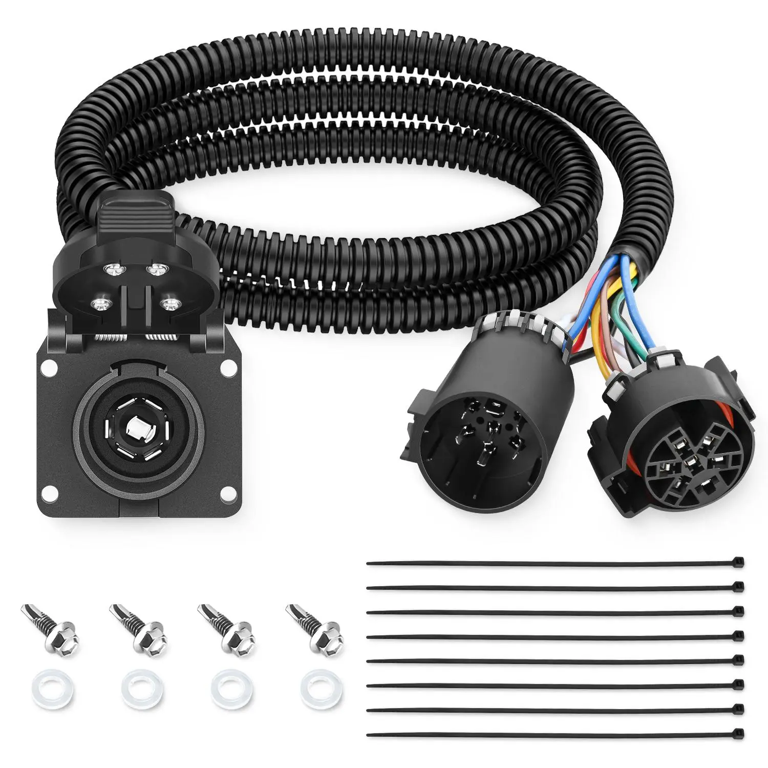 Nilight Truck Bed USCAR to 7 Pin Trailer Wiring Harness Extension 7FT USCAR to RV Blade Tailgate Light Adapter for Chevy Ford GMC Dodge Nissan Toyota 5th Wheel Gooseneck