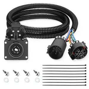 Nilight Truck Bed USCAR to 7 Pin Trailer Wiring Harness Extension 7FT USCAR to RV Blade Tailgate Light Adapter for Chevy Ford GMC Dodge Nissan Toyota 5th Wheel Gooseneck