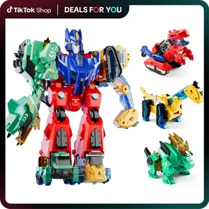 Hotfree Magnetic Dinosaur Transforming Robot Toys, 6-in-1 Dino Construction Trucks for Kids, Magnetic Car Toys for Boys Girls Age 3 4 5 6 7 8, STEM Educational Christmas Birthday Building Gift