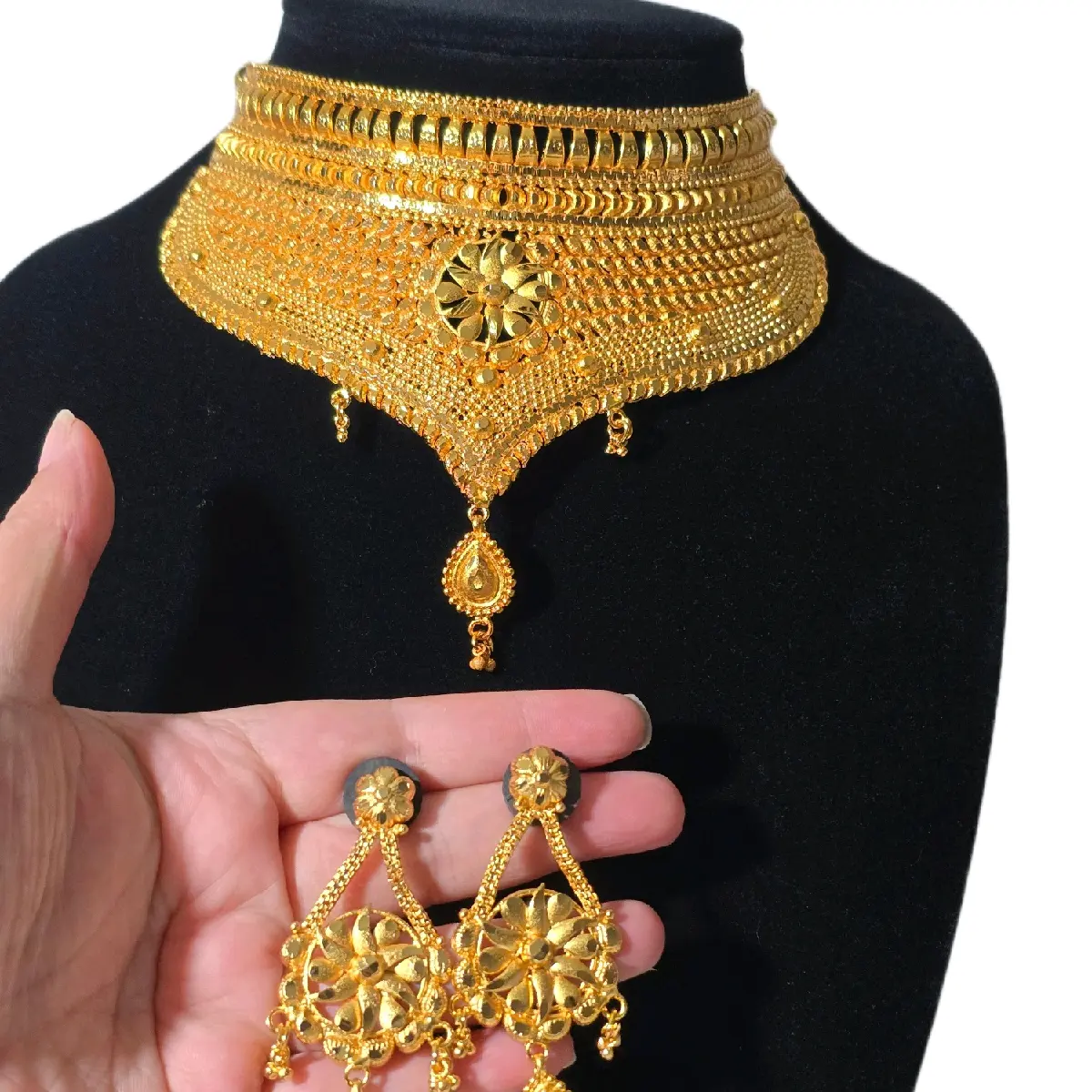Traditional Nepali Desi Indian Choker Earrings Set for Women