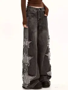 Star Jeans for Women And Mens Baggy Cute Patch work Denim Pants Y2k High Waisted Jeans Grunge Aesthetic Clothes Girls