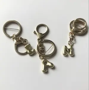 Gold Bubble Alphabet Keychain Charms - Personalized Initial Accessories
