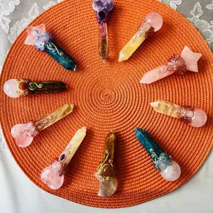 Hand-Made Natural Crystal Wand Altar Decorations Energy Healing Unique Design for Spiritual Practices