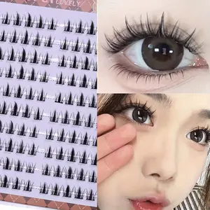 Natural 3D Manga Lashes Kit: 10 Rows Self-Adhesive Clusters, Sectioned Design Glue-Free