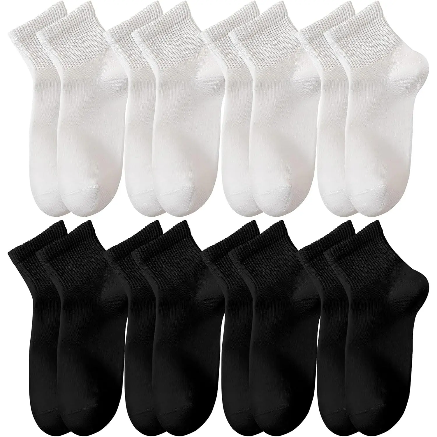 Women's Crew Ankle Sock Set - 8 Pairs Thin Cotton-Blend Stretchable Odorless Athletic Socks for Gym, Running Work, Universal US Sizes, All-Season Sports Use