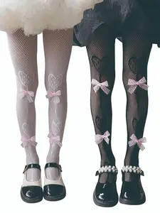 2 Pcs Girls Dance Pants, Thin Ballet Panties with Bow Decoration, Elegant Baby Leggings, Princess Socks, Gift Socks, Fishnet Tights