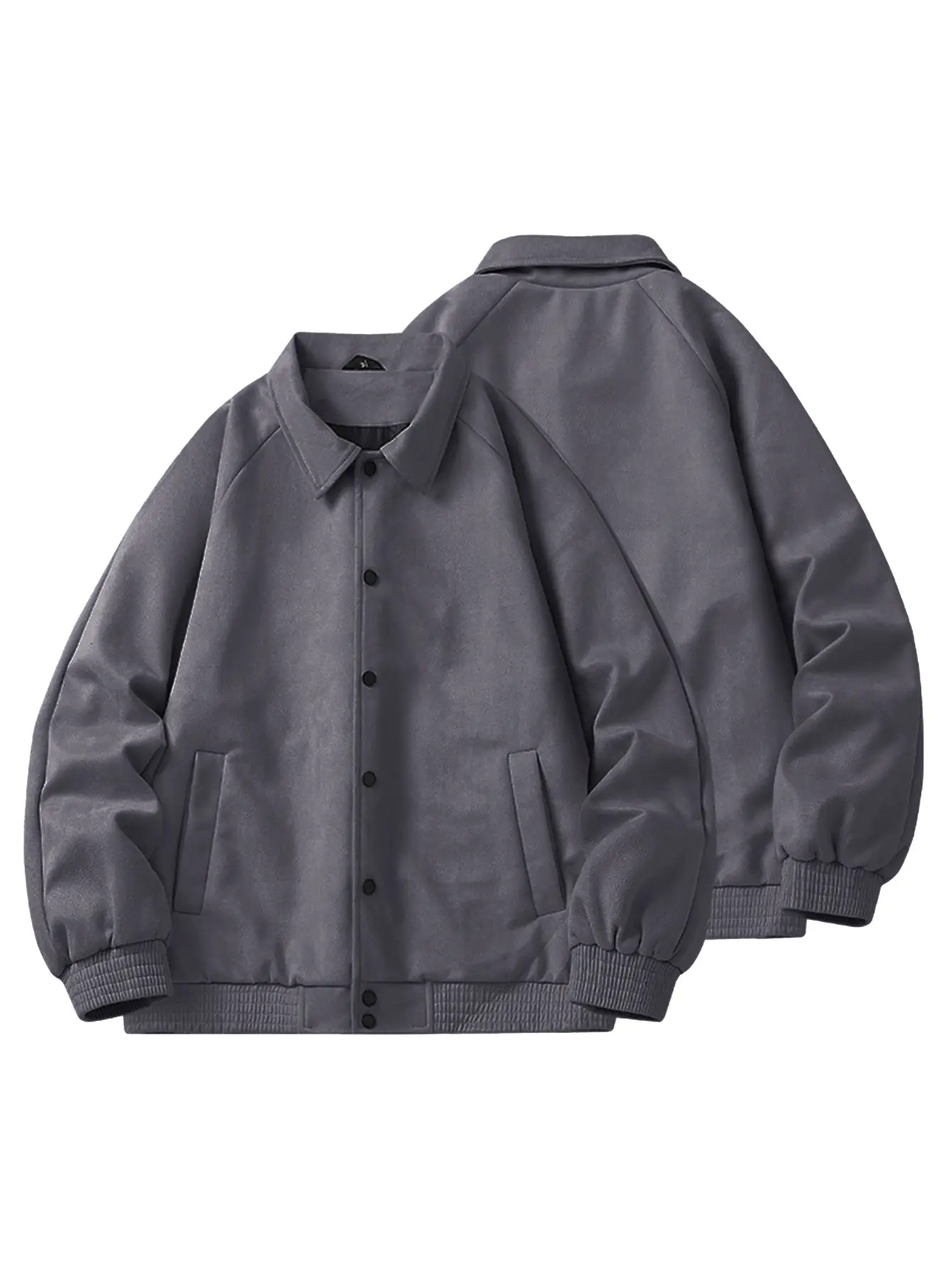 Men’s faux suede collared Coach jacket, button-front casual varsity outerwear, relaxed fit streetwear fall/winter jacket for everyday wear Menswear Coats Tops Long Sleeve Beige Plain