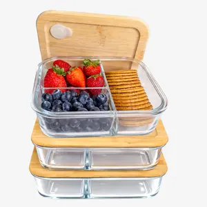 Glass Food Storage Containers with Bamboo Lids, Airtight Containers, Non Toxic Food Storage, Eco Friendly Fridge Storage Containers