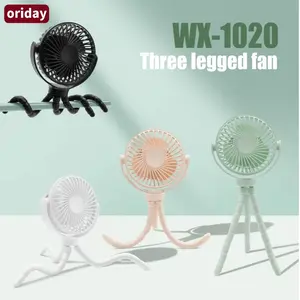 Handheld Clip-On Portable Fan with 1200mah Battery Drive, 3-Speed Adjustable Cooling, Flexible Tripod Design for Travel & Home Use