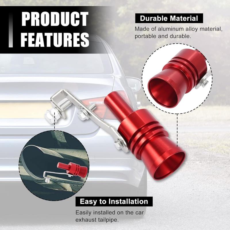 2pcs XL Size Aluminum Alloy Universal Turbo Sound Exhaust Muffler Pipe Whistle Car Roar Maker Red