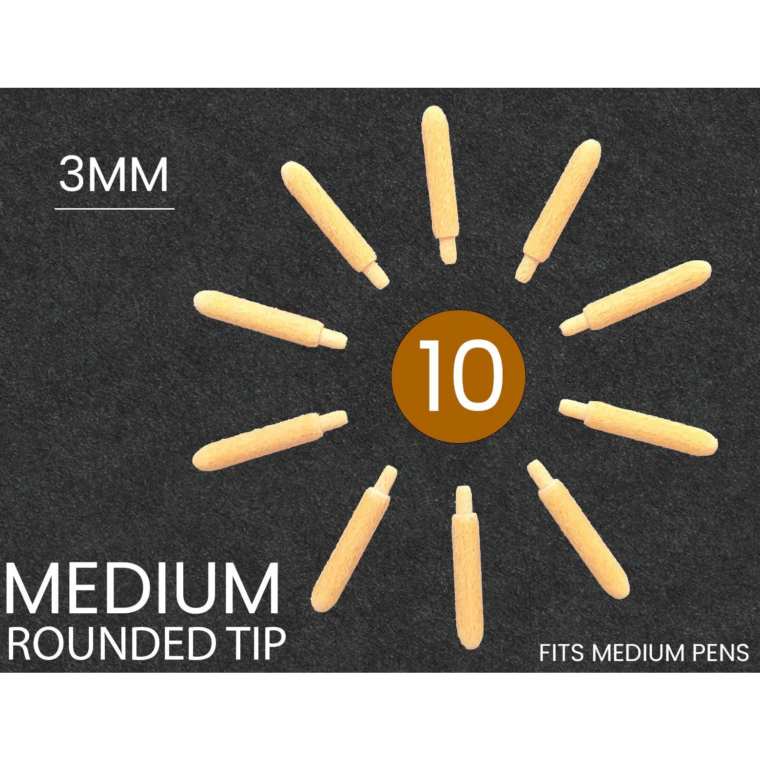 10 Replacement ROUND Fiber Nibs For Tooli-Art Medium Paint Pens - 3.0MM