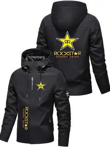 Men's High-Quality Hooded Jacket, Casual Street Style Motorcycle Zipper Outerwear, Spring & Fall Outdoor Sports Jacket, Durable Zip Closure, Sporty Jacket, Casual Racing Jacket