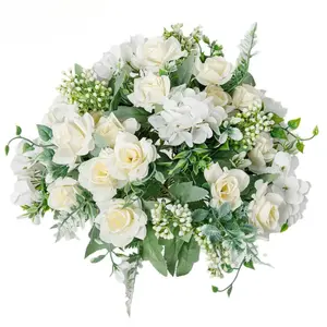 2/4/6pcs artificial flower White hydrangea gardenia flower, UV resistant, fashionable and romant, suitable for wedding, Indoor and outdoor, home,suitable for all seasons, various holiday activities decoration