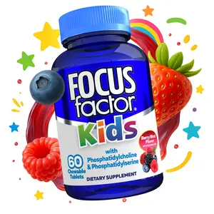 Focus Factor® Kids Chewables - 60 Count - Daily Focus Supplement | Chewable for Brain Health Support | Essential Vitamins for Focus B12, C, D, E Focus Factor® Kids Chewables - 60 Count - Daily Focus Supplement | Chewable for Brain Health Support | Essential Vitamins for Focus B12, C, D, E