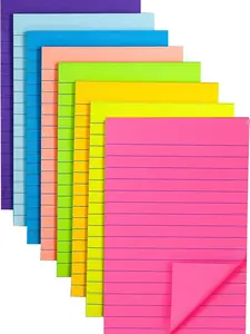 8 Pack Lined Sticky Notes Self Pad Its 4X6 in, Bright Post Stickies Colorful Big Square Sticky Notes for Office, Home, School, Meeting,40 Sheets/pad