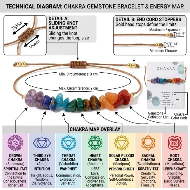 Crystal Bracelet for Women 7 Chakra Healing Natural Stone Adjustable Braided Rope Manifestation Energy Yoga Meditation Spiritual Jewelry Gift