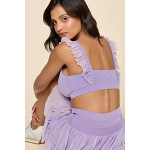 Romance Mesh Ruffle Bra - Digital Lavender