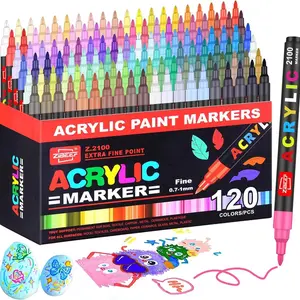 Acrylic Paint Marker Set, 1 Box Fine Tip Acrylic Paint Pen, Acrylic Painting Pen, Waterproof & High Saturation Paint Marker for Wood, Metallic, Plastic, Canvas, Fabric, Glass, Ceramic