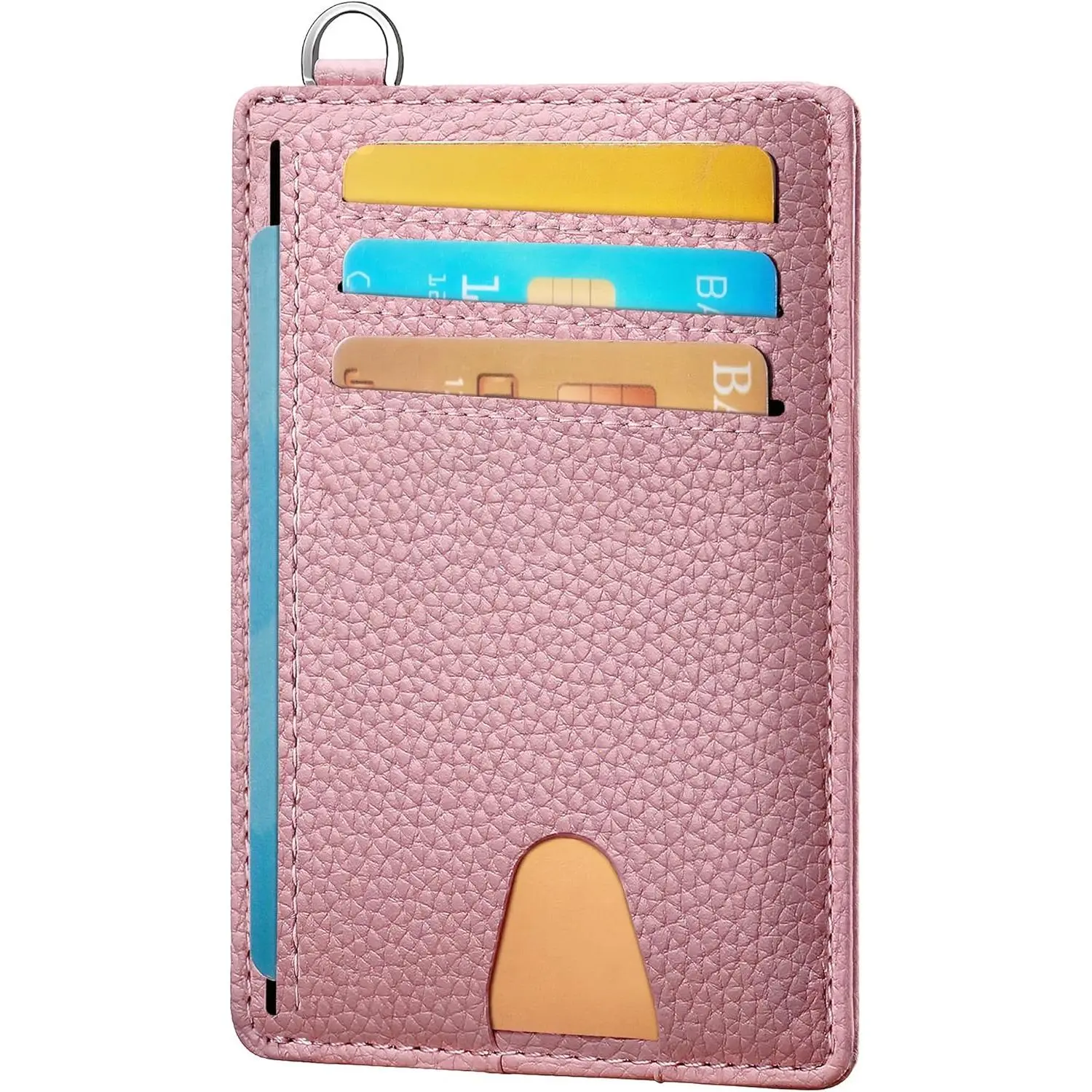 Slim Wallet, Credit Card Holder for Women, Minimalist Front Pocket RFID Blocking Card Cases, Small Wallet Women Men(Litchi Pink)