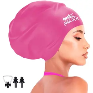 Extra Large Waterproof Silicone Swim Cap for Women Fits Long Hair Braids Dreadlocks Thick Curly Hair Keeps Your Hair Dry