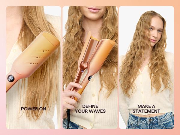 Wavytalk Power Wave Main Stage Waves  Festival Bundle, Curling Iron Hair Crimper Waver, Ventilation Design for Less Damage, Ionic Reduces Frizz, Effortless-Waver, Festival-ready merch