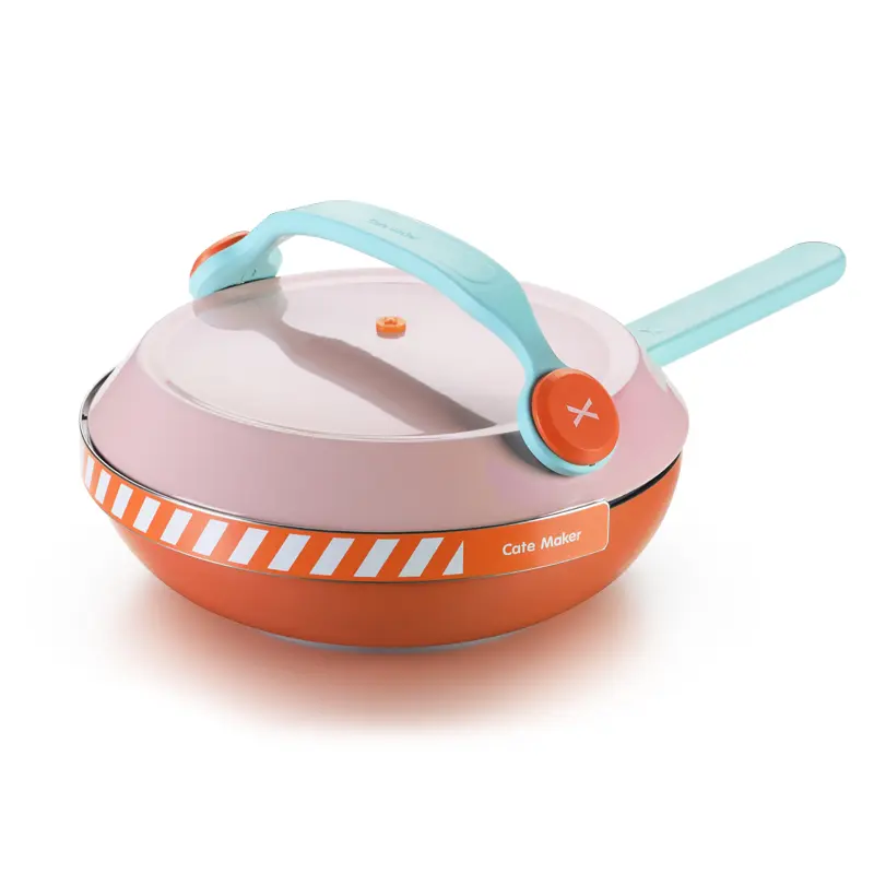 Cate Maker Tide Play 2-in-1 Nonstick Wok Pan with Lid & Steam/Fry Rack